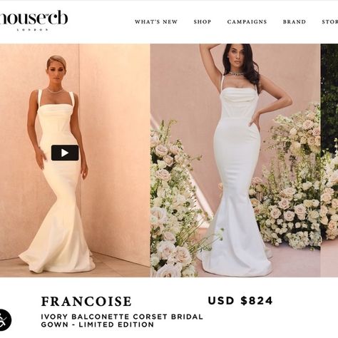 Wedding Dress byHouse of Cb Francoise IVORY BALCONETTE CORSET BRIDAL GOWN Balconette Corset, House Of Cb Dresses, Duchess Satin, House Of Cb, Feminine Look, Bridal Gown, Bridal Collection, Our Love, Bridal Gowns