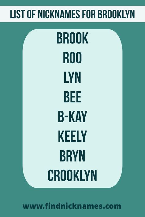 List of Nicknames for Brooklyn| Nicknames for Baby named Brooklyn | Nicknames for Boyfriend named Brooklyn Brooklyn Name Meaning, Brooklyn Name Wallpaper, Nicknames For Brooklyn, Nicknames For Baby, Brooklyn Name, Brooklyn Core, Baby Nicknames, Nicknames For Boyfriends, Good Nicknames