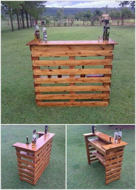 Palet Bar, Bar Pallet, Bar En Palette, Pallet Bars, Pallet Bar Diy, Pallet Wine, Diy Outdoor Bar, Bar Diy, Pallet Bar