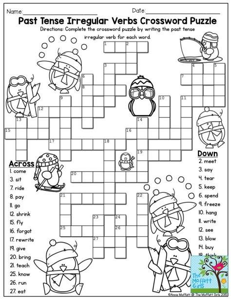 Past Tense Irregular Verbs Crossword Puzzle- Such a FUN activity for third grade!  Plenty more interactive activities to keep children happy to learn! Past Tense Verbs Activities, Irregular Verbs Activities, Past Tense Activities, Teaching Child To Read, Verbs Activities, Irregular Past Tense, Learning Reading, Verb Worksheets, Activity Center