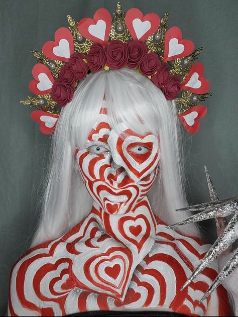 Illusion makeup queen Heart Illusion, Illusion Makeup, Valentine Makeup, Effects Makeup, Valentines Makeup, Special Effects Makeup, Fx Makeup, Full Face Makeup, Sfx Makeup