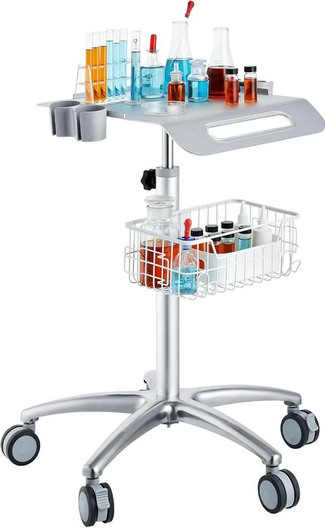 Medical Cart, Salon Cart with Wheels, Mobile Trolley Cart 26.77"-42.91" Height Adjustable, Metal Clinic Beauty, Salon Cart, Medical Cart, Medical Furniture, Rolling Car, Salon Trolley, Salon Stations, Cart With Wheels, Yard Tools