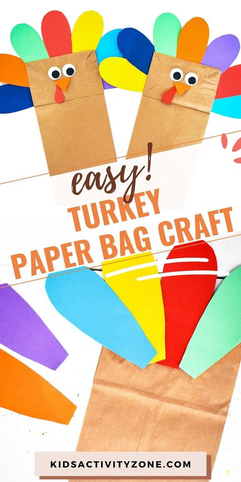 Paper Bag Turkey Craft, Turkey Paper Bag, Paper Bag Turkey, Turkey Crafts For Preschool, Thanksgiving Activities Preschool, Thanksgiving Crafts For Toddlers, Thanksgiving Kids Table, Thanksgiving Crafts Preschool, Thanksgiving Turkey Craft