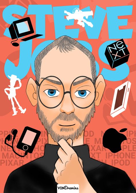 Steve Jobs Illustration on Behance Steve Jobs Biography, Steve Jobs Apple, Steve Jobs Quotes, Autodesk Sketchbook, Book Of Job, Business Check, Badge Design, 2d Animation, Apple Wallpaper