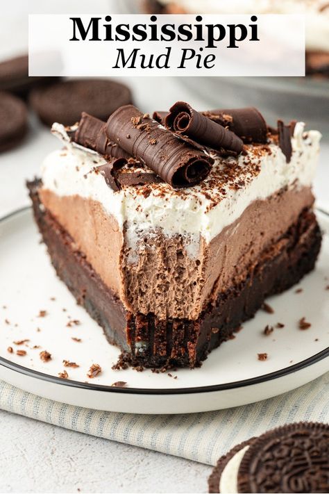 I grew up eating mud pie and have been making this dessert for as long as I can remember. Over the years, I've perfected my recipe using all of my baking experience, into the absolute best version of Mississippi mud pie! Mississippi Mud Pie Cake, Mississippi Mud Pie Easy, Mississippi Pie, Chocolate Mud Pie, Mississippi Mud Pie Recipe, Mud Recipe, Mud Pie Recipe, Mississippi Mud Cake, Mississippi Mud Pie