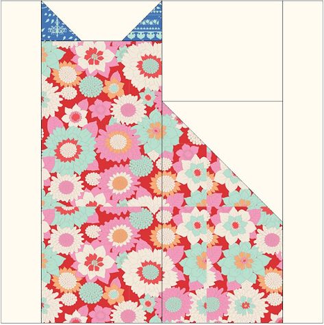 Cat Quilt Block, Cat Quilt Patterns, Quilt Blocks Easy, Quilt Block Patterns Free, Quilt Square Patterns, Dog Quilts, Patchwork Quilt Patterns, Animal Quilts, Cat Quilt