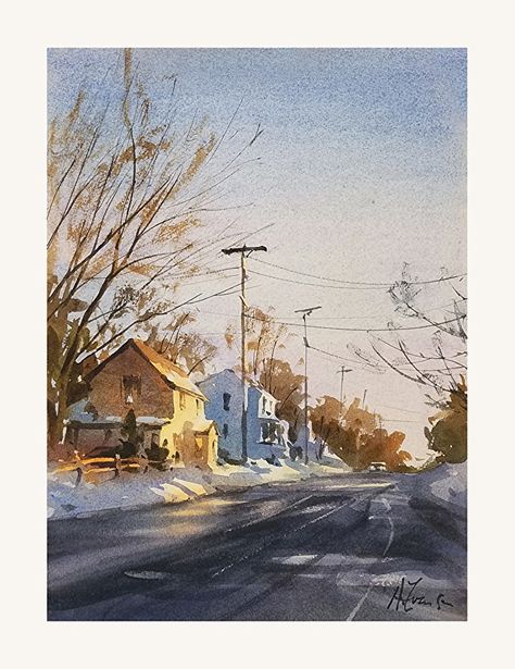 Andy Evansen, Watercolor Architecture, Winter Watercolor, Fish Fry, Watercolour Inspiration, Watercolor Landscape Paintings, Watercolor Artists, Watercolor Inspiration, Christmas Watercolor