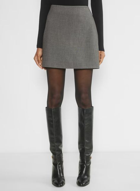 CLASSIC MINI SKIRT | Aritzia Mini Skirt Winter Outfit, Wool Skirt Outfit, Skirt With Stockings, Mini Skirt Winter, Business Fits, Winter Mini Skirts, Aritzia Style, Classic Mini Skirt, Business Casual Skirt