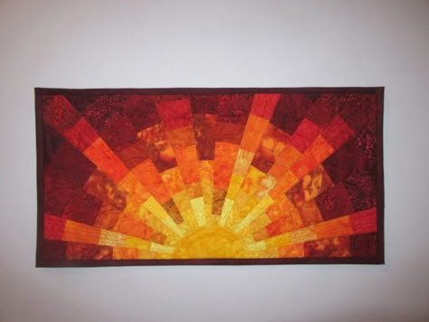 Sun Quilts Ideas, Fabric Mosaic Art, Sun Quilt Pattern, Sunset Quilts, Quilt Mural, Sunset Quilt Pattern, Eclipse Quilt, Sun Quilt, Dresden Plate Patterns