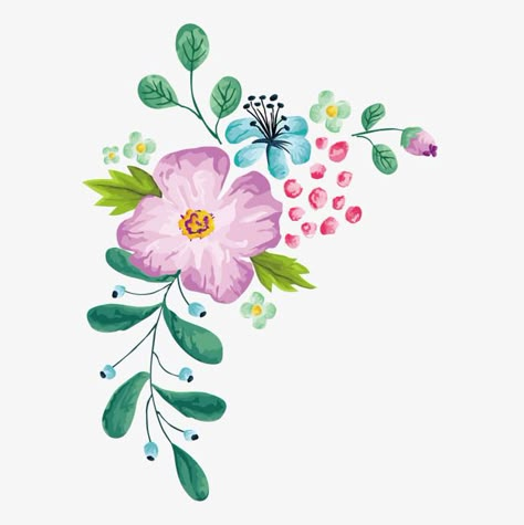 Flower Design Vector, Illustration Flower, Transparent Clipart, Flowers Png, Pola Sulam, Cat Air, Colored Flowers, Color Flower, Hand Painted Flowers