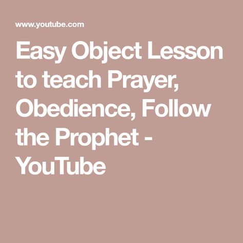 Lds Object Lessons, Youth Lessons, Follow The Prophet, Bible Object Lessons, Lds Lessons, Bible Story Crafts, Preschool Bible, Primary Activities, Sleep Deprived