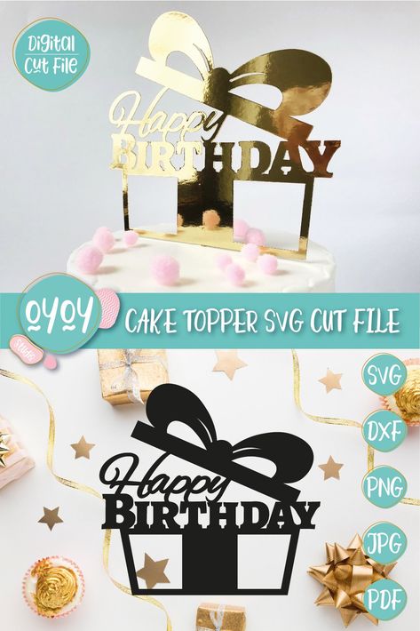 Cake Topper Ideas Birthday, Cake Topper For Men, Happy Birthday Cake Topper Svg, 19th Birthday Cakes, Cake Toppers Birthday, Diy Cake Topper Birthday, Cricut Cake, Happy Birthday Svg, Harry Birthday