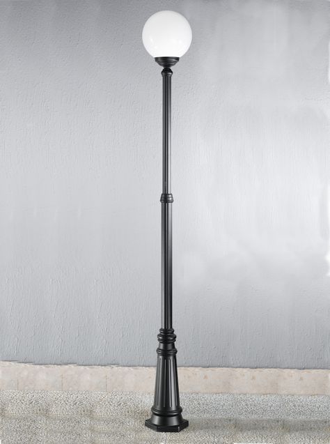 EXT6594 Rotondo Italian large lamp post, black aluminium. Italian die-cast aluminium matt black exterior fitting with opal polycarbonate spheres. Outdoor IP43 Rated 1 x 75w E27 Lamp not included Height- 251cm Diameter- 35cm BRAND- Franklite REFERENCE- EXT6594 AVAILABILITY: 3-4 Working Days Exterior Lamp Post, Exterior Lamp, Lighting Bugs, Large Lamp, Gals Photos, Gas Lamp, Lamp Post Lights, Bulkhead Lights, Lantern Post