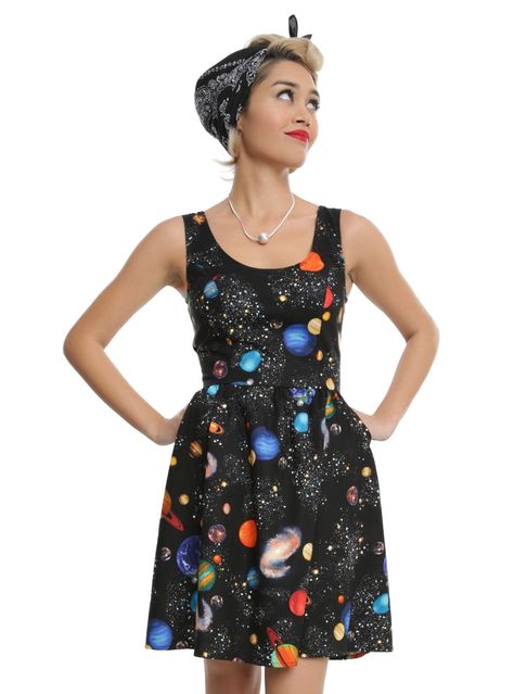 Planet Outfit, Goth Dresses, Rocket To The Moon, Planet Dresses, Space Cadet, Hot Topic Dresses, Space Girl, Silly Things, Princess Seams