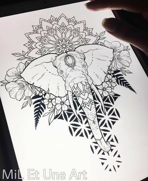 Mandala Elephant Tattoo, Elephant Tattoo Design, Mandala Elephant, Inspiration Tattoos, Skeleton Hand Tattoo, Tattoos Geometric, Drawing Tattoo, Instagram Tattoo, Mandala Tattoo Design