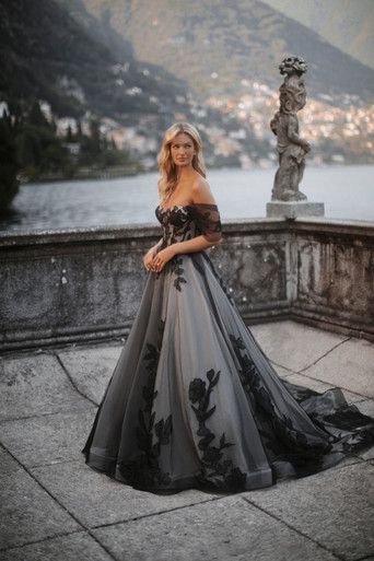 E400 - Sirius Wedding Dress Fantasy, Grey Wedding Dress, Embellished Wedding Dress, Colored Wedding Dress, Wedding Halloween, Allure Bridal, Gothic Wedding, Black Wedding Dresses, Colored Wedding Dresses