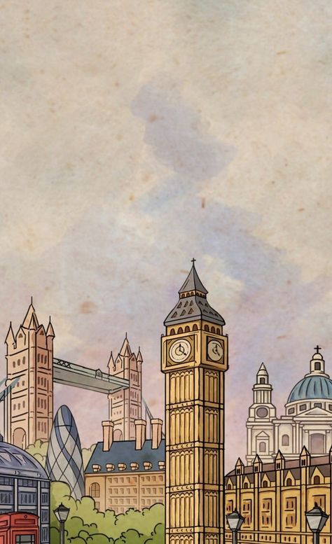 London Illustration Wallpaper, London Digital Art, London Phone Wallpaper, London Background Wallpapers, London Aesthetic Drawing, London Illustration Graphics, England Aesthetic Wallpaper, London Drawing Sketches, Anglais Aesthetic