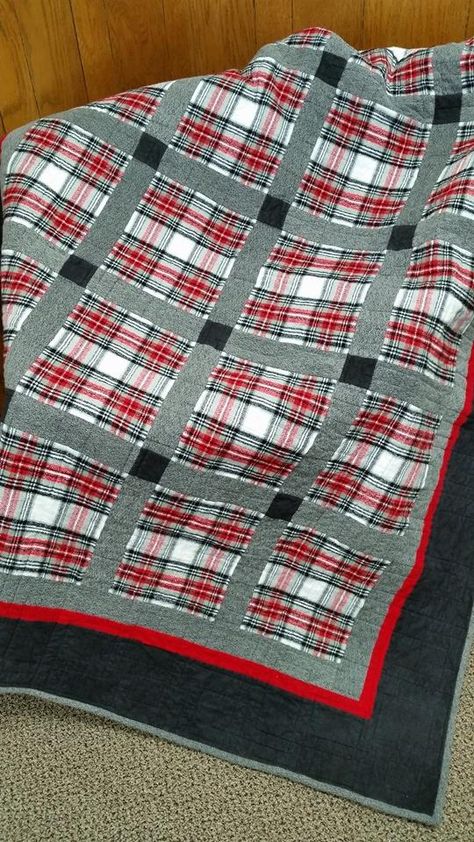 Soft flannels plus plaids - what's not to love! Quilts For Men Patterns Simple, Male Quilts Patterns, Masculine Quilts Ideas, Plaid Fabric Quilts, Plaid Flannel Quilt Ideas, Quilts With Plaid Fabrics, Quilting With Plaid Fabric, Quilt Patterns For Men, Masculine Quilt Patterns