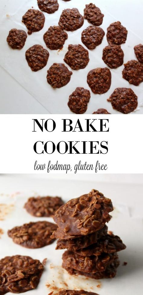 No Bake Cookies {low FODMAP} - Tara Rochford Nutrition Easy Low Fodmap Desserts, Low Fod Map Dessert, Low Fodmap Gluten Free Recipes, Low Fodmap Baking, Low Fodmap Cookies, Low Fodmap Desserts Easy, Ibs Meals, Low Fodmap Desserts, Fodmap Baking