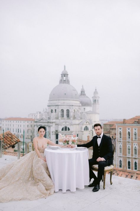 Dropping Dress, Italian Wedding Venues, Marchesa Dress, Romantic Elopement, Wedding Couple Photos, Wedding Buffet, Rooftop Wedding, French Luxury, Romantic City