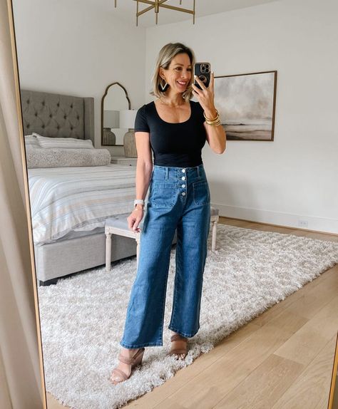 What I Wore | March (& decluttering jeans) • Honey We're Home Amazon Wardrobe, Cooler Weather Outfits, Outfits On Amazon, Friendly Outfits, Petite Height, Knit Lounge Set, Cap Sleeve Sweater, Top Jeans, Outfits Dresses