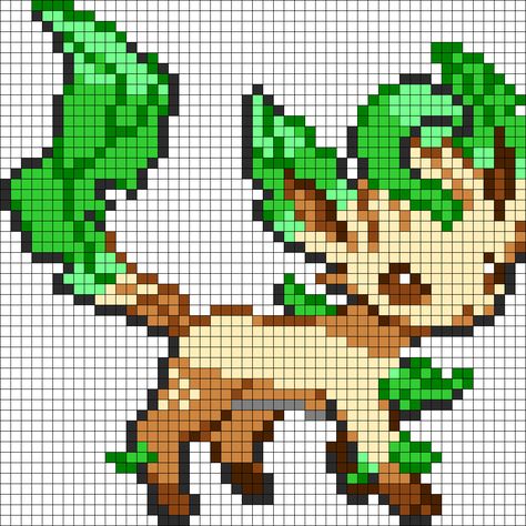 Leafeon Perler Bead Pattern / Bead Sprite Pixel Art Ideas, Pokemon Pixel Art, Art Pokémon, Hama Beads Pokemon, Pokemon Pixel, Pokemon Cross Stitch, Modele Pixel Art, Kandi Cuffs, Pokemon Bead