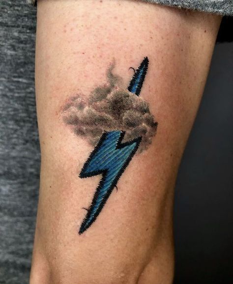 Small Colored Tattoos Men, Really Cool Tattoos For Women, Patch Tatoos Ideas, Small Color Tattoo For Men, Colored Tattoos For Men, Mini Tattoos Men, Acid Tattoo Ideas, Lightning Bolt Tattoo Meaning, Patch Tattoo Ideas