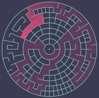 Demonstration of backtracking algorithm for procedural generation of mazes. HTML Canvas + JavaScript. Procedural Generation, Generators, Bmw Logo, Generative Art, Vehicle Logos, Canvas, Art