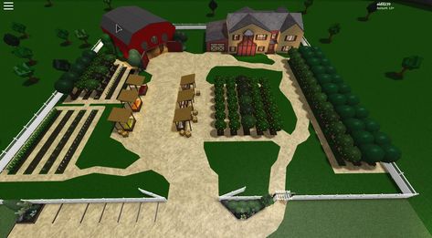 Farm built in Bloxburg I'll upload photos of the inteior (profile RbxYazeri)/Roblox/Bloxburg Farm In Bloxburg, Bloxburg Farm Layout, Bloxburg Farm Ideas, Bloxburg Farm Decals, Farm Bloxburg, 1970s House Remodel, Bloxburg Farm, Bloxburg Castle, Roblox Room