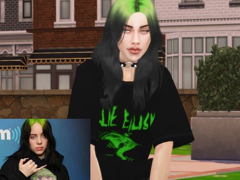 Billie Eilish - The Sims 4 Catalog Sims 4 Billie Eilish, Kevin Quinn, Billie Eilish Outfits, City Dog, Jungle Adventure, Sims Hair, Sims Community, Female Human, Sims 4 Clothing