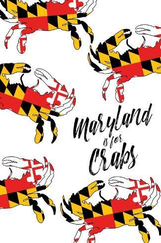 size: 18x12in Art Print: Maryland is for Crabs - Flag Pattern - Lantern Press Artwork by Lantern Press : Flag Pattern, Free Canvas, Stock Art, Antique Maps, Support Artists, Art Ink, Wood Metal, Sign Art, Canvas Tote Bag