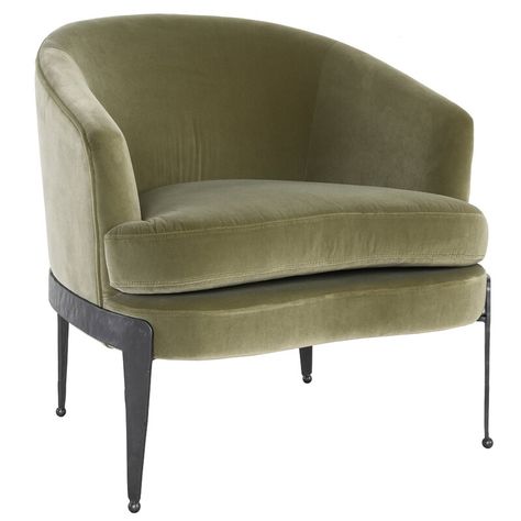 Latitude Run® Breeanne 31'' Wide Tufted Polyester Armchair | Wayfair Green Accent Chair, Green Velvet Chair, Minimalist Chair, Green Armchair, Hammered Iron, Fabric Accent Chair, Velvet Accent Chair, Mesa Exterior, Velvet Chair