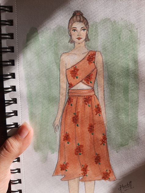 Floral Print Dress Drawing, Floral Print Frock, Learning Books, Fashion Illustrations Techniques, Fashion Drawing Tutorial, Fashion Art Prints, Fashion Illustration Sketches Dresses, Mehndi Art Designs, Fashion Drawing Dresses