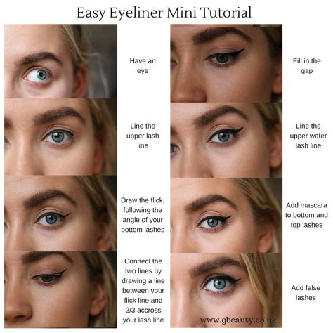 Eyeliner Makeup For No Lashes: G Beauty False Lashes Makeup, Glam Makeup Tutorial, Everyday Makeup Tutorials, Simple Eyeliner, Simple Eye Makeup, Natural Wedding Makeup, How To Apply Eyeliner, Makeup Tutorial For Beginners, Makeup Eyelashes