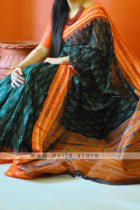 Shop For Sambalpuri Ikkat | www.dvija.store Ikkat Blouse Designs Cotton, Sambalpuri Design, Office Wear Saree, Odisha Saree, Party Saree, Hot Cake, Sambalpuri Saree, Cotton Sarees Handloom, Latest Silk Sarees