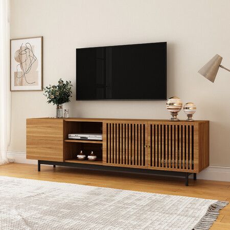 TV Cabinet Stand Unit 180cm Console Table Entertainment Bench Center Storage Shelf Wooden Modern Walnut Drawers Shelves Doors | Crazy Sales Shoe Storage Wardrobe, Walnut Tv Cabinet, Adjustable Stool, Sofa Storage, Drawer Shelves, Hammock Chair, Kitchen Stools, Tv Cabinet, Kids Chairs