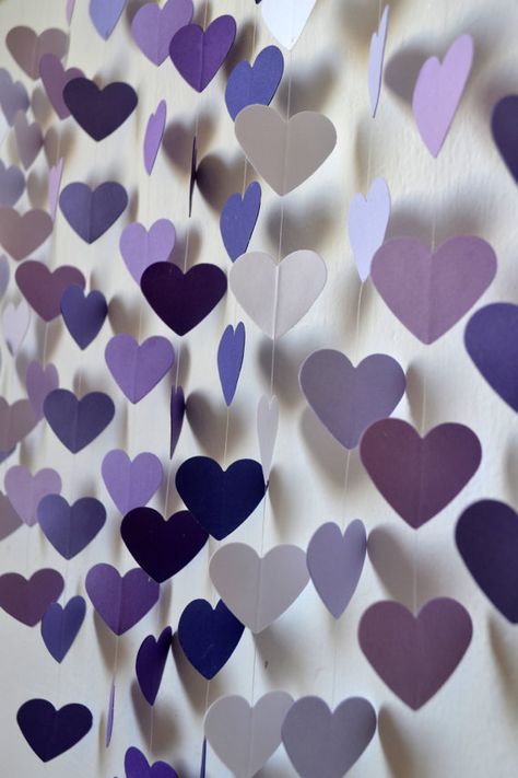 Deco Violet, Heart Mobile, Lila Party, Purple Wall Decor, Diy Heart, Purple Birthday, Lilac Wedding, Purple Party, Purple Walls