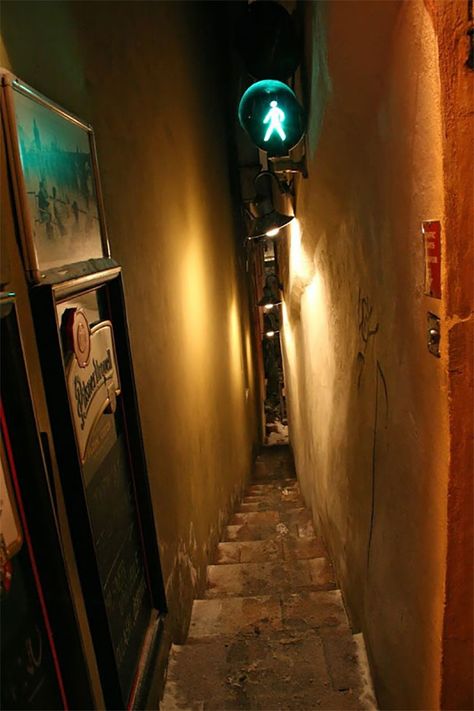 Prague’s Narrowest Street is So Narrow it Has Traffic Lights For Pedestrians Narrow Street, Prague City, Digital Nomad Life, Traffic Lights, The Darkest Minds, Prague Czech Republic, Night Vibes, World Photo, Traffic Light