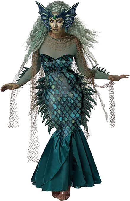 Sea Witch Costume, Sea Creature Costume, Siren Outfit, Siren Costume, Sea Costume, Sea Siren, California Costumes, Mermaid Style Dress, Dark Sea