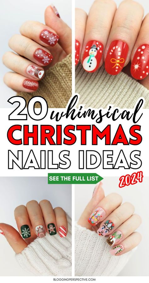 Be amazed by these whimsical festive Christmas nail designs for 2024! These fun Christmas nails are perfect for the holiday season. Featuring cute Christmas nails and short Christmas nails, there’s something for everyone. Check out these Christmas nail ideas and Christmas nail art on the blog now! Dec Nails 2024, Christmas Tree Manicure, Christmas Light Nail Ideas, Christmas Nails No Tips, Gel Nail Art Christmas, Christmas Lights Nail Designs, Christmas Nail Gel Designs, Holiday Nail Art Designs, Christmas Plaid Nails Design