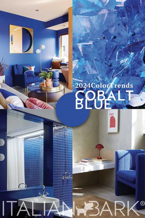 Cobalt Blue Interior Design, Cobalt Blue Paint Colors, 2024 Color Trends Home Interior, Cobalt Blue Color Palette, Cobalt Blue Bedrooms, Cobalt Blue Decor, Bedroom Paint Colors Grey, Cobalt Blue Paint, Home Gym Design Garage