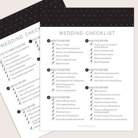 Love vs Design. 23 FREE printables that are perfect for your wedding day! - PAPER & LACE Wedding Dj Checklist, Simple Wedding Planning Checklist, Wedding Lists, Wedding Planning Checklist Printable, Wedding Reception Program, Free Wedding Templates, Best Wedding Planner Book, Wedding Checklist Budget, Wedding Checklist Printable