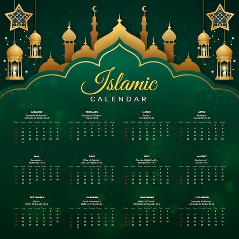 Gradient islamic calendar template | Free Vector #Freepik #freevector #calendar #new-year #happy-new-year #template Islamic Calendar, Vector Gradient, Calendar Template, Ramadan, Graphic Resources, Vector Free, Collage, Quick Saves, Pins