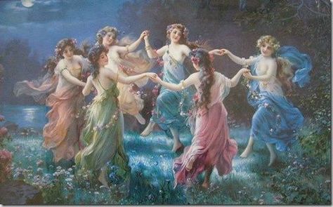 Greek mythology: The Nymphs. The graceful beings called the Nymphs were the presiding deities of the woods, grottoes, streams, meadows, &c. These divinities were supposed to be beautiful maidens of fairy-like form... https://talesmythology.blogspot.com/2018/09/gr276.html John William Waterhouse, Mythology Art, Romantic Art, Ethereal Art, Classical Art, Old Art, Narnia, Greek Mythology, Pretty Art