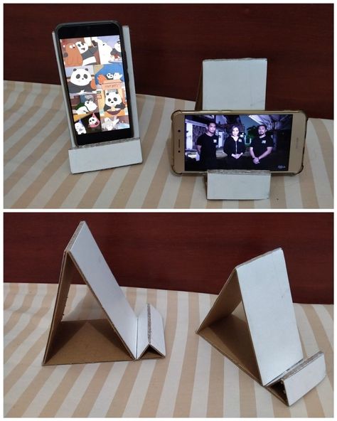 Easy DIY Decor Paper Craft Ideas Kids | 24 Best paper craft ServicesEasy DIY Decor Paper Craft Ideas Kids | 24 Best paper craft Services Diy Phone Stand Easy, Phone Stand Diy Handmade, Phone Stand Aesthetic, Tv Phone Stand, Cardboard Phone, Phone Stand Diy, Diy Decor Paper, Origami Dinosaur, Diy Phone Stand