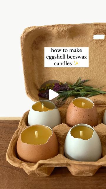 woodlark®  •  ashley on Instagram: "beeswax eggshell candles 🥚🕯️ Two days away from my due date— still here, still waiting 🙃 so I’m getting a head start and making a batch of these today. I make these eggshell candles every year for Elliot’s birthday since his birthday always falls really close to Easter. Eggshells are a wonderful low waste option for making candles— after they’ve completely burned down you can just crush them and add them to your garden soil (after removing any wick tabs). These will burn for 3-4 hours, depending on how shallow your eggshell halves are/how much wax you use. Quick instructions are below and full tutorial is on the blog.

Materials:
eggshells, beeswax, cotton candle wick, sustainer tabs, egg carton, heat-proof container to melt wax in (and something to p Eggshell Candles, Wick Tabs, Beeswax Candles Diy, Bee Candles, How To Make Eggs, Kids Treat, Still Waiting, Egg Carton, Head Start