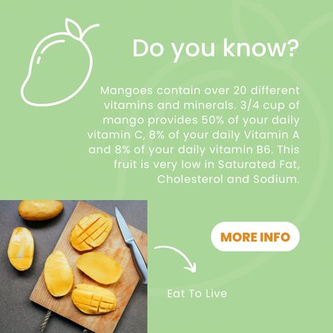 Text on top explaining health benefits of mango fruit and a picture of a mango on the bottom left Benefits Of Eating Mango, Mango Nutrition, Eating Mango, Benefits Of Mango, Mango Health Benefits, Mango Benefits, Mango Mango, Mango Dessert, Diet Meals