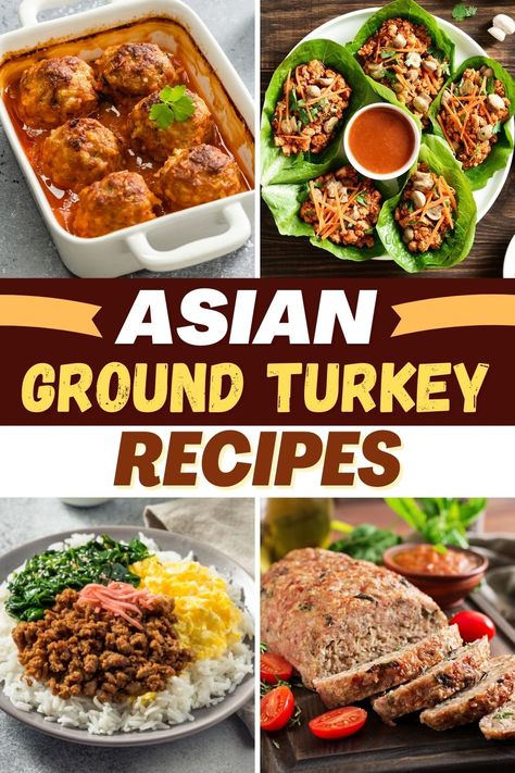 For a healthy dinner the whole family will devour, try these Asian ground turkey recipes. Enjoy rice bowls, stir-fry, lettuce wraps, and more delicious meals! Ground Turkey Chinese Recipes, Ground Turkey Recipes Asian, Korean Style Ground Turkey, Ground Turkey Asian Recipes, Asian Ground Turkey Recipes, Ground Turkey And Rice Recipes, Turkey Brussel Sprouts, Asian Ground Turkey, Turkey Rice Bowl Recipe