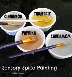 Sensory Spice Painting - process art for kids with an aromatic twist! Spice Painting, Process Art For Kids, Senses Preschool, Senses Activities, Montessori Art, Sensory Art, Aesthetic Vsco, Painting Christmas, Toddler Art