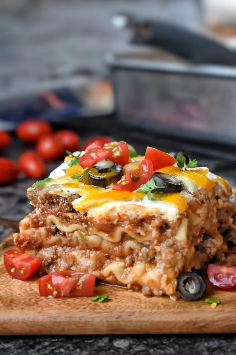 Mexican Lasagna Gluten Free Lasagna Noodles, Dance Around The Kitchen, Mexican Lasagna Recipes, Comfort Recipes, Gluten Free Lasagna, Mexican Lasagna, Hot Dog Chili, Southern Plate, Mild Salsa